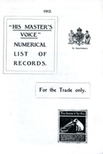 His Master's Voice Numerical List of Records 1912