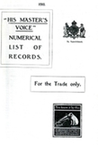 His Master's Voice Numerical List of Records 1911